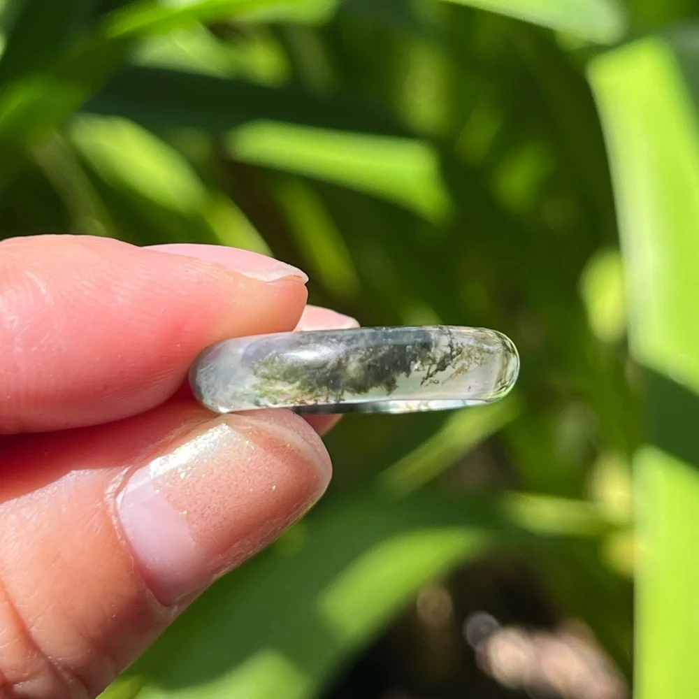 Size 7.5 natural moss agate band‎ ring